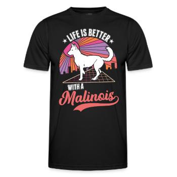 Life is better with a Malinois - Men's Functional T-Shirt - black - Front - AI Model Male 178 dark (178cm)