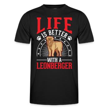 Life is better with a Leonberger - Men's Functional T-Shirt - black - Front - AI Model Male 178 dark (178cm)