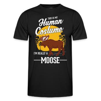 Mosses Human Costume Moose Halloween - Men's Functional T-Shirt - black - Front - AI Model Male 178 dark (178cm)