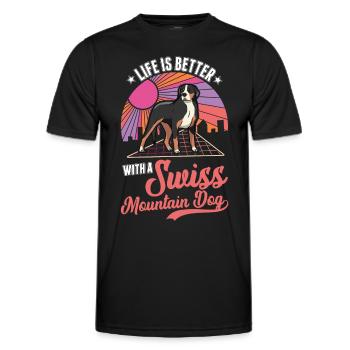 Life is better with a Mountain Dog - Men's Functional T-Shirt - black - Front - AI Model Male 178 dark (178cm)