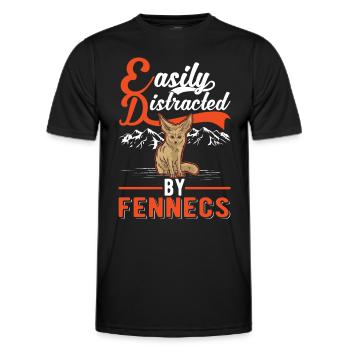 Easily distracted by Fennecs Fennek Wüstenfuchs - Männer Funktions-T-Shirt - Schwarz - Vorne - AI Model Male 178 dark (178cm)