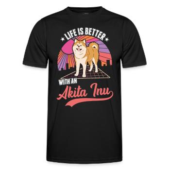Das Leben ist besser mit einem Akita Inu - Männer Funktions-T-Shirt - Schwarz - Vorne - AI Model Male 178 dark (178cm)