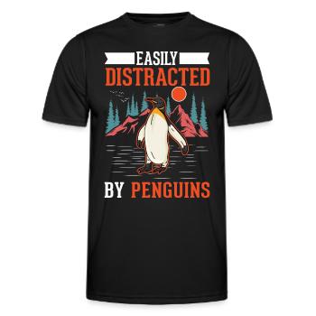 Easily distracted by Penguins Pinguin - Männer Funktions-T-Shirt - Schwarz - Vorne - AI Model Male 178 dark (178cm)
