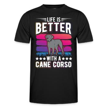Life is better with Cane Corsos - Men's Functional T-Shirt - black - Front - AI Model Male 178 dark (178cm)