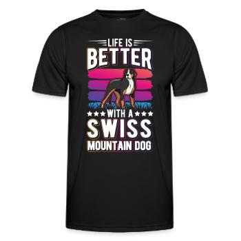 La vie est meilleure avec un bouvier - T-shirt sport Homme - noir - Devant - AI Model Male 178 dark (178cm)