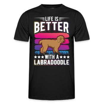 Life is better with a Labradoodle - Men's Functional T-Shirt - black - Front - AI Model Male 178 dark (178cm)