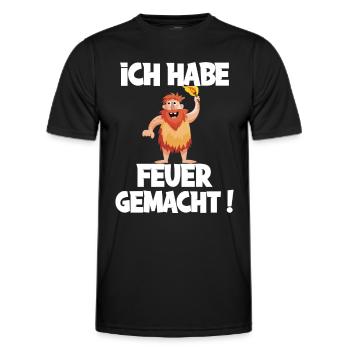 Ich hab Feuer gemacht für alle Männer - Männer Funktions-T-Shirt - Schwarz - Vorne - AI Model Male 178 dark (178cm)
