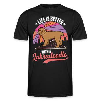 Life is better with a Labradoodle - Men's Functional T-Shirt - black - Front - AI Model Male 178 dark (178cm)