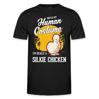 Silk Chicken Halloween Silkie Chicken - Men's Functional T-Shirt - black - Front - AI Model Male 178 dark (178cm)