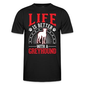 Das Leben ist besser mit einem Windhund Greyhound - Männer Funktions-T-Shirt - Schwarz - Vorne - AI Model Male 178 dark (178cm)
