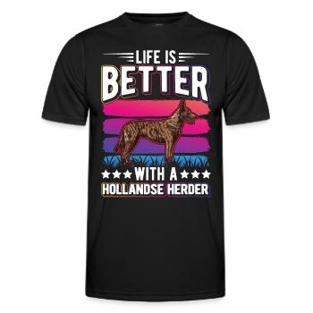 Das Leben ist ist mit einem Hollandse Herder - Männer Funktions-T-Shirt - Schwarz - Vorne - AI Model Male 178 dark (178cm)