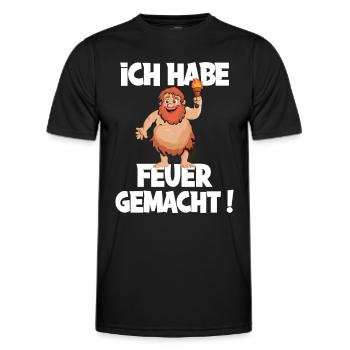 Ich hab Feuer gemacht für alle Männer - Männer Funktions-T-Shirt - Schwarz - Vorne - AI Model Male 178 dark (178cm)