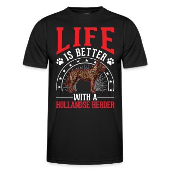 Das Leben ist ist mit einem Hollandse Herder - Männer Funktions-T-Shirt - Schwarz - Vorne - AI Model Male 178 dark (178cm)
