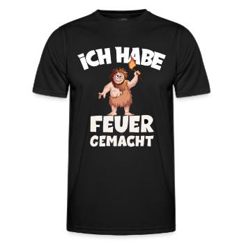 Ich hab Feuer gemacht für alle Männer - Männer Funktions-T-Shirt - Schwarz - Vorne - AI Model Male 178 dark (178cm)