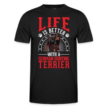 La vie est meilleure avec le terrier de chasse allemand - T-shirt sport Homme - noir - Devant - AI Model Male 178 dark (178cm)