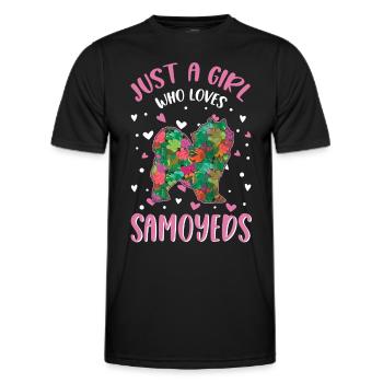 Juste une fille qui aime les Samoyèdes Samoyèdes - T-shirt sport Homme - noir - Devant - AI Model Male 178 dark (178cm)