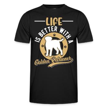 Das Leben ist besser mit einem Golden Retriever - Männer Funktions-T-Shirt - Schwarz - Vorne - AI Model Male 178 dark (178cm)