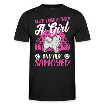Samoyède Samojede Mädchen - T-shirt sport Homme - noir - Devant - AI Model Male 178 dark (178cm)
