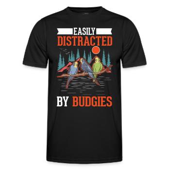 Easily distracted by Budgies Budgie - Men's Functional T-Shirt - black - Front - AI Model Male 178 dark (178cm)