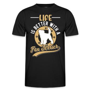 Das Leben ist besser mit einem Foxterrier - Männer Funktions-T-Shirt - Schwarz - Vorne - AI Model Male 178 dark (178cm)