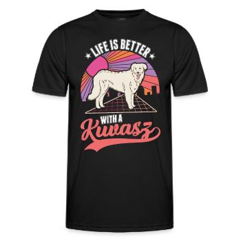Se régaler est meilleur avec Kuvasz - T-shirt sport Homme - noir - Devant - AI Model Male 178 dark (178cm)