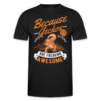 Because Geckos are freaking awesome - Männer Funktions-T-Shirt - Schwarz - Vorne - AI Model Male 178 dark (178cm)