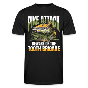 Pike of the Tooth Brigade für eine Anglerin - Männer Funktions-T-Shirt - Schwarz - Vorne - AI Model Male 178 dark (178cm)