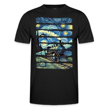 Sternennachtzug Van Gogh Lokomotive - Männer Funktions-T-Shirt - Schwarz - Vorne - AI Model Male 178 dark (178cm)