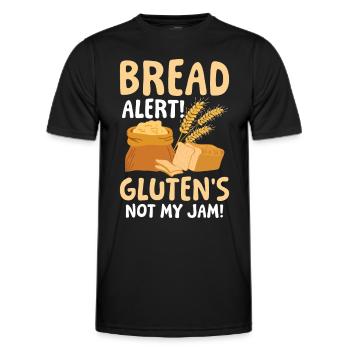 Bread alert Gluten's not my jam - Männer Funktions-T-Shirt - Schwarz - Vorne - AI Model Male 178 dark (178cm)