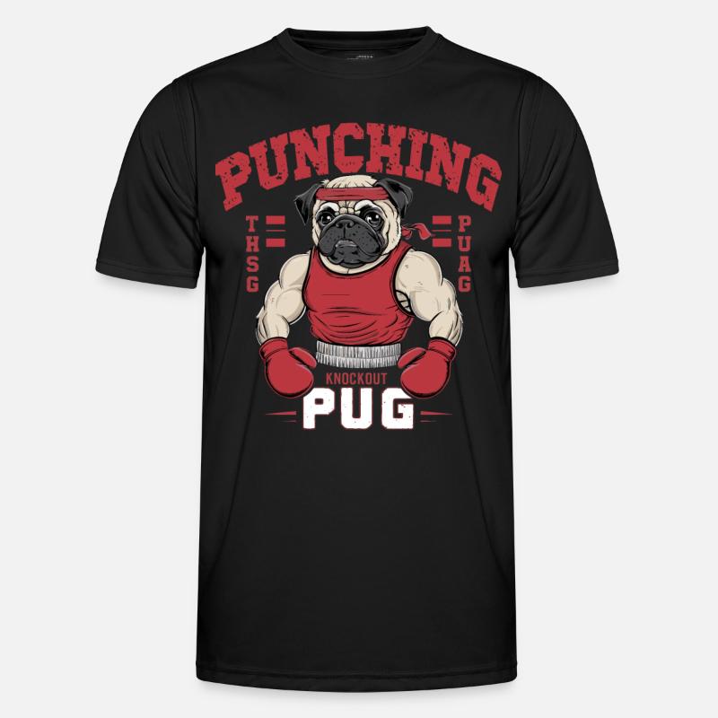 Mops Hundehalter Mops Punching Pug - Männer Funktions-T-Shirt - Schwarz