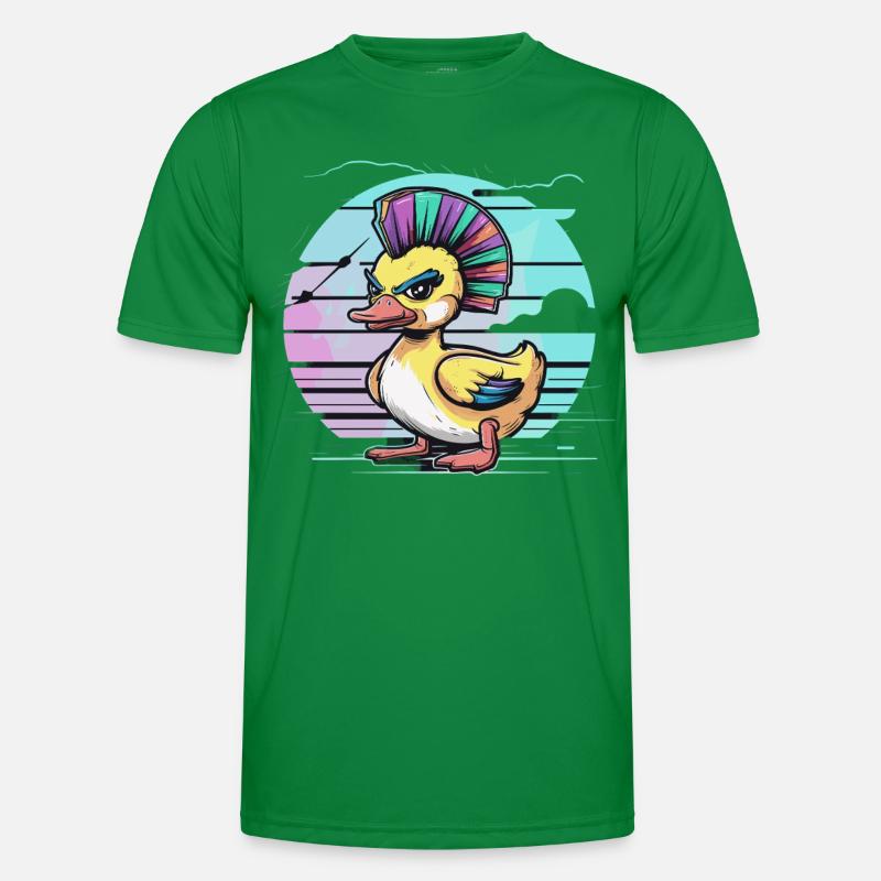 Punk duck with rainbow mohawk in front Men's Functional T-Shirt