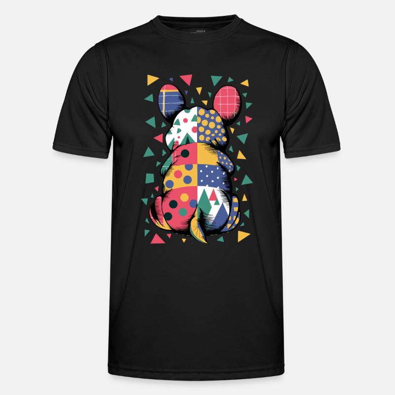 Bunter Geometrischer Tiermuster Patchwork-Look - Männer Funktions-T-Shirt - Schwarz