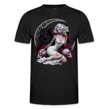 Dunkler Engel Mit Rosen Und Schädel - Männer Funktions-T-Shirt - Schwarz - Vorne - AI Model Male 178 dark (178cm)