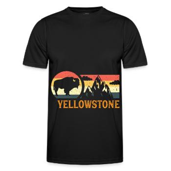Yellowstone National Park Bison - Men's Functional T-Shirt - black - Front - AI Model Male 178 dark (178cm)