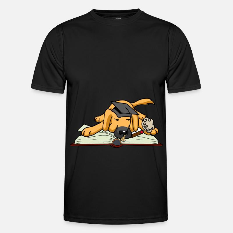 Hund Studerende Study University University Lær bog - Funktionsshirt til herrer - sort