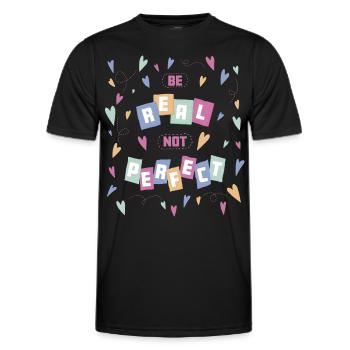 Be real not perfect - Selbstvertrauen Selbstwert - Männer Funktions-T-Shirt - Schwarz - Vorne - AI Model Male 178 dark (178cm)