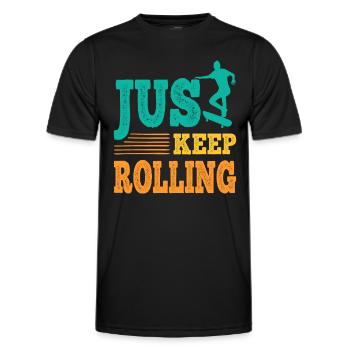 Skater Just Keep Rolling - Vintage Skateboarder - Männer Funktions-T-Shirt - Schwarz - Vorne - AI Model Male 178 dark (178cm)