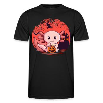 Creepy Axolotl Tail Lurch Pumpkin Halloween - Men's Functional T-Shirt - black - Front - AI Model Male 178 dark (178cm)