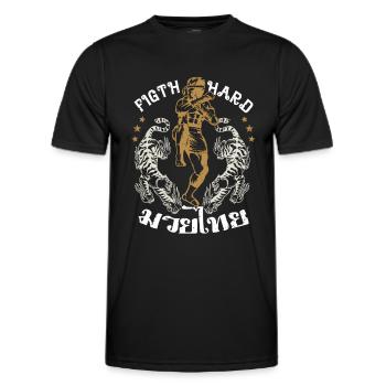 Idée cadeau de combattant sportif traditionnel Muay Thai - T-shirt sport Homme - noir - Devant - AI Model Male 178 dark (178cm)