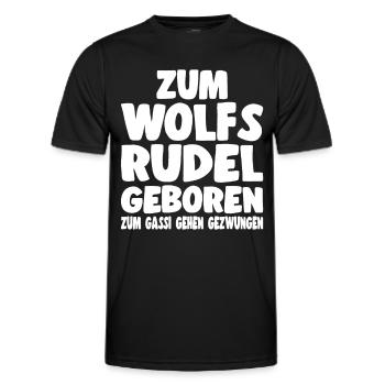 Zum Wolfsrudel Geboren Zum Gassi Gehen Gezwungen - Männer Funktions-T-Shirt - Schwarz - Vorne - AI Model Male 178 dark (178cm)