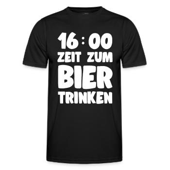 Bier Spruch 16 Uhr Zeit zum Bier Trinken Geschenk - Männer Funktions-T-Shirt - Schwarz - Vorne - AI Model Male 178 dark (178cm)