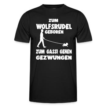Zum Wolfsrudel Geboren Zum Gassi Gehen Gezwungen - Männer Funktions-T-Shirt - Schwarz - Vorne - AI Model Male 178 dark (178cm)