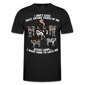 Je me fiche de ce que les gens pensent de moi Éleveur de vaches - T-shirt sport Homme - noir - Devant - AI Model Male 178 dark (178cm)