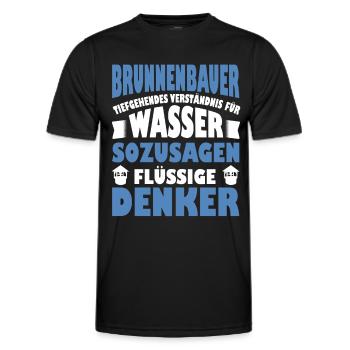Fountain Builder Saying Liquid Thinkers - Men's Functional T-Shirt - black - Front - AI Model Male 178 dark (178cm)