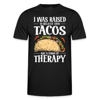 Ich Wurde Gelehrt, Dass Tacos Eine Therapieform - Männer Funktions-T-Shirt - Schwarz - Vorne - AI Model Male 178 dark (178cm)