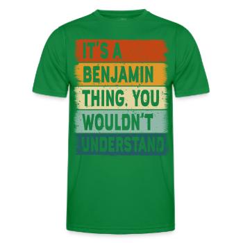 Geschenk Name Benjamin Geburtstag Sprüche - Männer Funktions-T-Shirt - Kelly Green - Vorne - AI Model Male 178 dark (178cm)