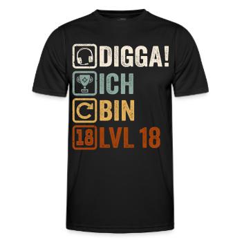 18th Birthday Gift 18th Gamer Gamer Saying - Men's Functional T-Shirt - black - Front - AI Model Male 178 dark (178cm)