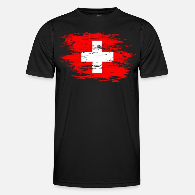 Drapeau suisse utilisé T-shirt sport Homme