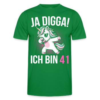41. Geburtstag Frauen Einhorn Geschenk - Männer Funktions-T-Shirt - Kelly Green - Vorne - AI Model Male 178 dark (178cm)