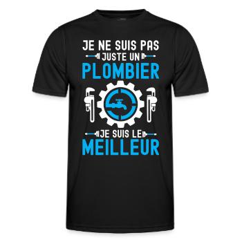 Meilleur plombier 1 - T-shirt sport Homme - noir - Devant - AI Model Male 178 dark (178cm)